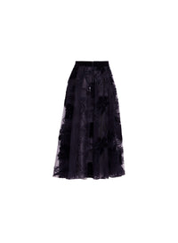 Velvet Embroidered Midi Skirt