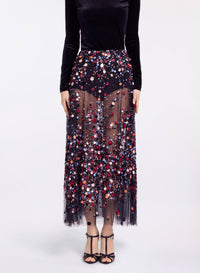 Bead Embroidered Multicolor Skirt