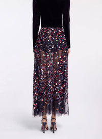 Bead Embroidered Multicolor Skirt