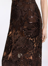 Sequin Embroidered Midi Skirt