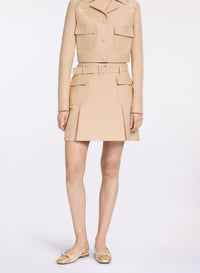 Embroidered Gabardine Short Skirt