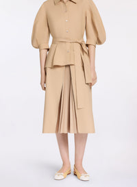 Cotton Midi Skirt with Pleats