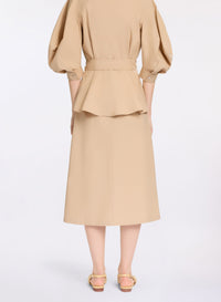 Cotton Midi Skirt with Pleats