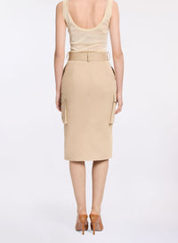 Cotton Drill Midi Skirt