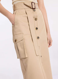 Cotton Drill Midi Skirt