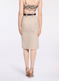 Cotton Canvas Midi Skirt
