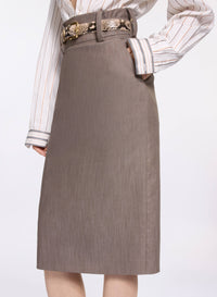 Cotton Twill Midi Skirt