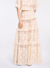 Cotton Embroidered Macram‚ Skirt