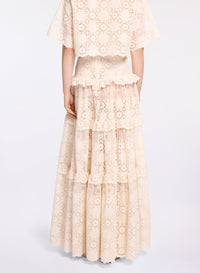 Cotton Embroidered Macram‚ Skirt