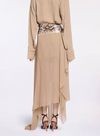 Silk Skirt with Python Print Waist