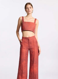 Printed Linen Crop Top