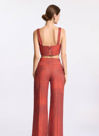 Printed Linen Crop Top