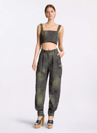 Printed Linen Crop Top