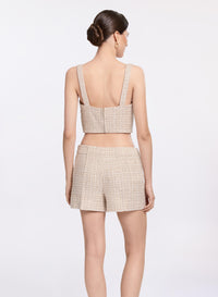 Sequined Tweed Crop Top