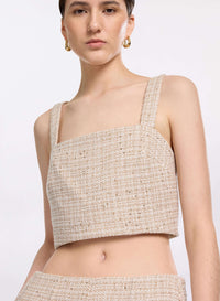 Sequined Tweed Crop Top