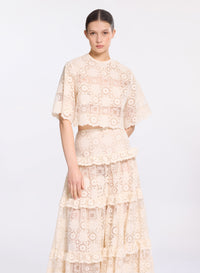 Cotton Embroidered Macram‚ Top