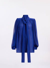 Balloon-Sleeved Silk Blouse
