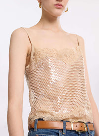 Sequined Mesh Twin Set