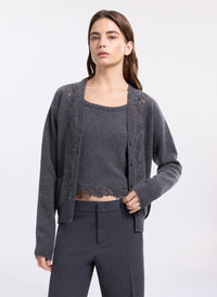 Knit & Lace Trim Twin Set