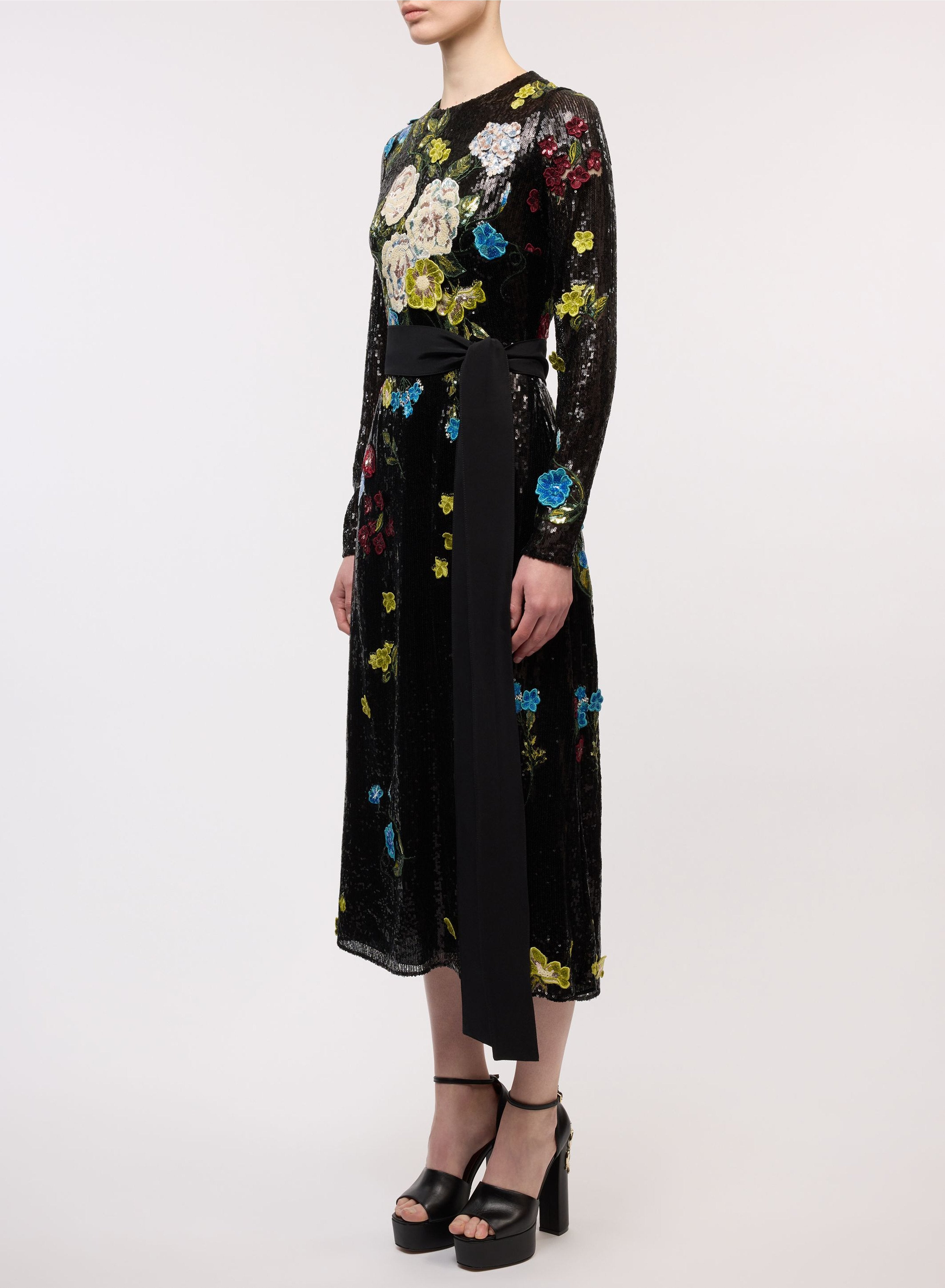 Embroidered Flower Bouquet Midi Dress – ELIE SAAB