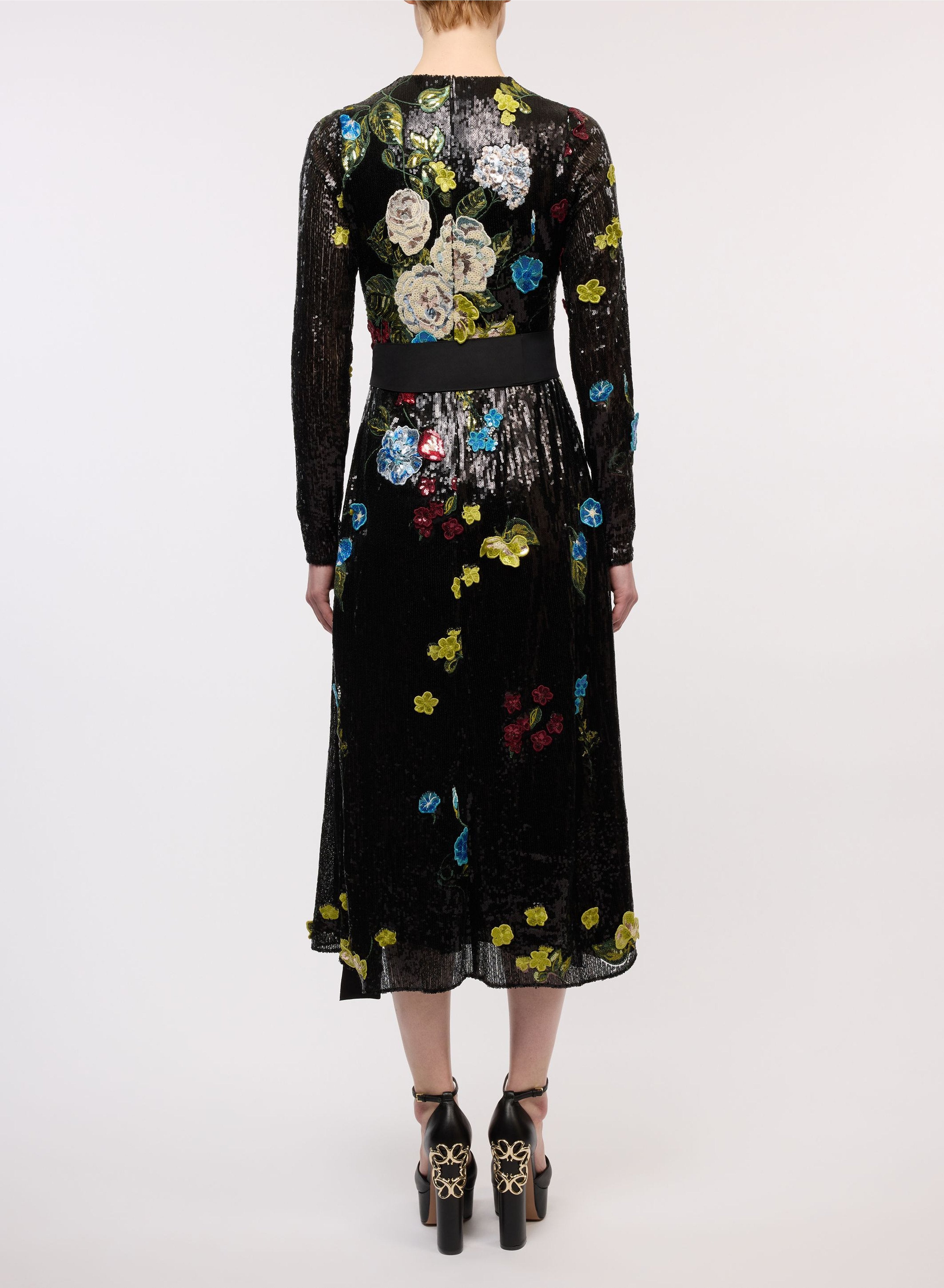 Embroidered Flower Bouquet Midi Dress – ELIE SAAB
