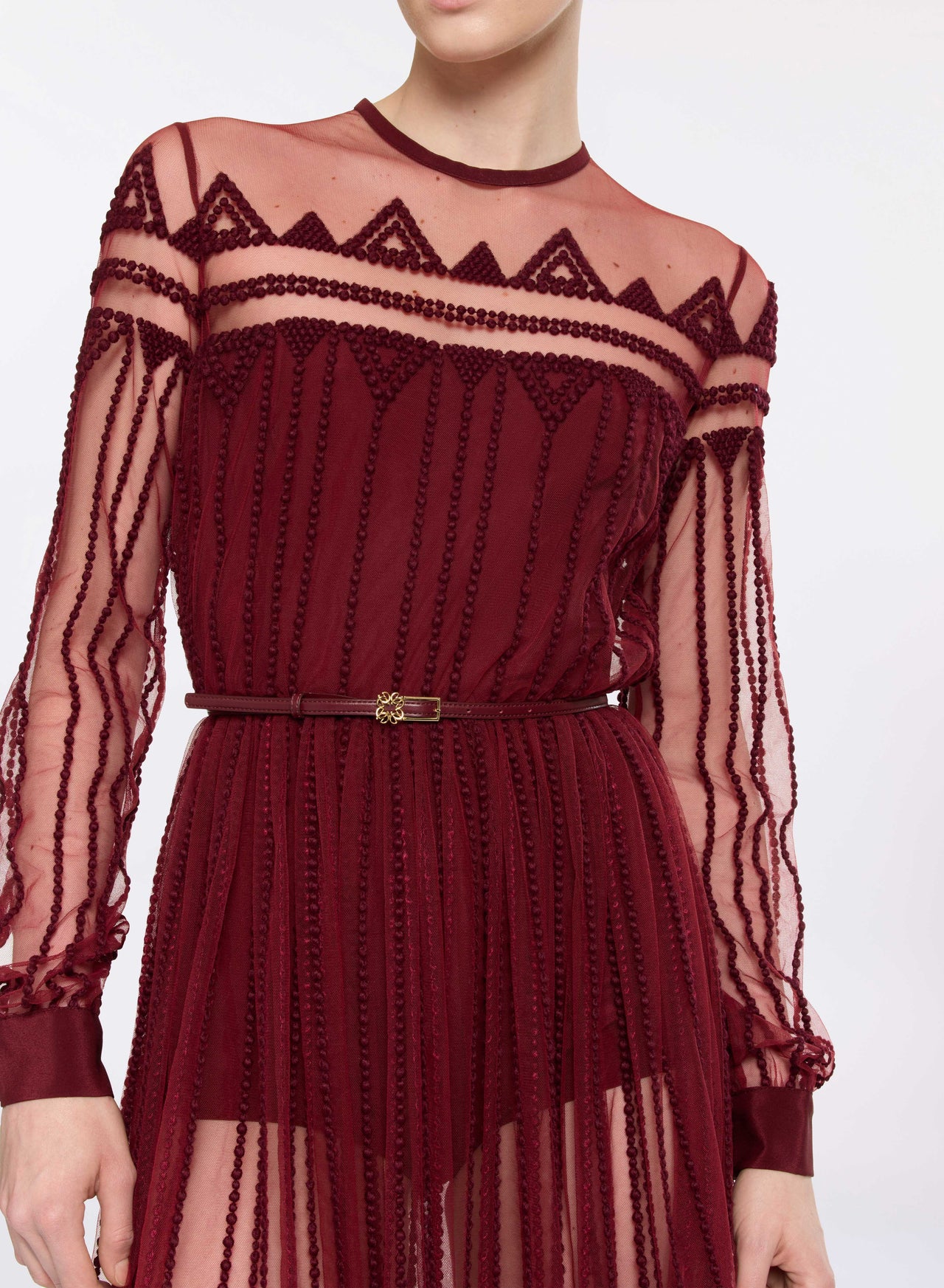 ELIE SAAB Leather Belt Burgundy Bliss 70