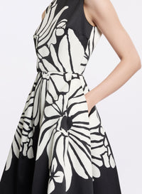 Floral Print Mikado Dress