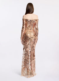 Embroidered Tulle Long Dress