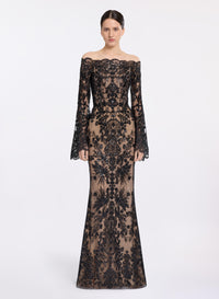 Embroidered Off-The-Shoulder Dress
