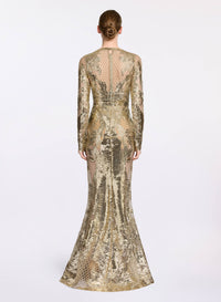 Sequin Embroidered Tulle Long Dress