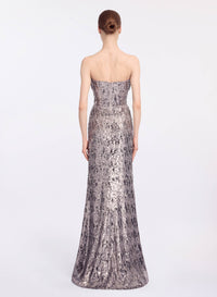 Embellished Sequins Strapless Gown