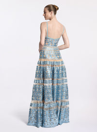 Tulle Embroidered Long Dress