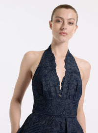 Denim Embroidered Midi Dress