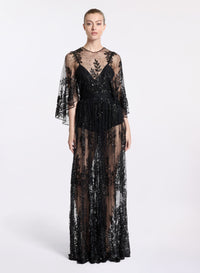 Embroidered Lace Long Dress