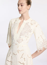 Cotton Embroidered Midi Dress