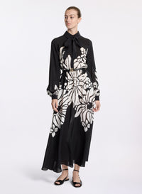 Printed Silk Midi Dress