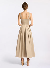 Embroidered Gabardine Midi Dress