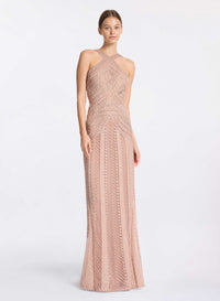 Bead Embroidered Halter Neck Dress