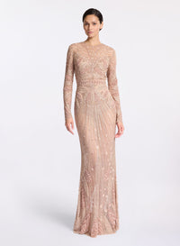 Bead Embroidered Long Dress