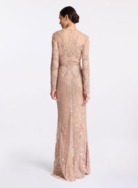 Bead Embroidered Long Dress