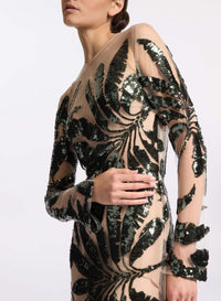 Embroidered Tulle Long Dress