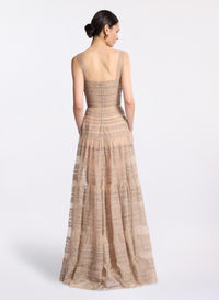 Embroidered Organza Long Dress