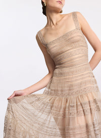 Embroidered Organza Long Dress