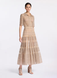 Embroidered Organza Midi Dress