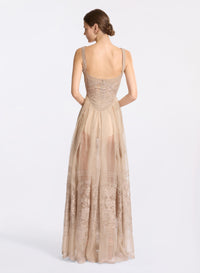 Embroidered Organza Long Dress