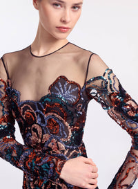 Floral Embroidered Sequin Dress