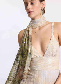 Printed Sequins Long Dress