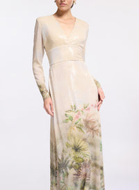 Printed Sequins Long Dress