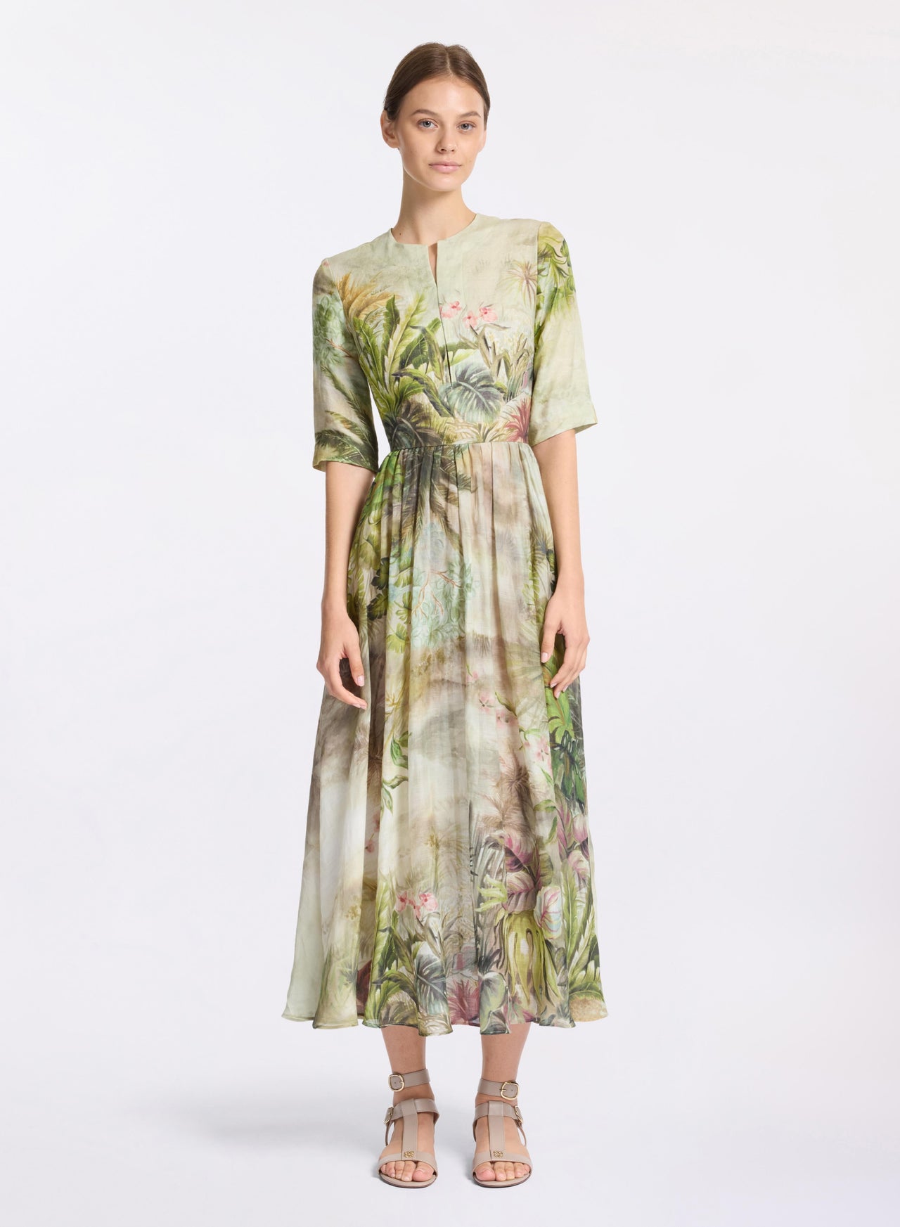 Oasis Printed Linen Dress  ELIE SAAB