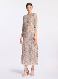 Embroidered Tulle Midi Dress